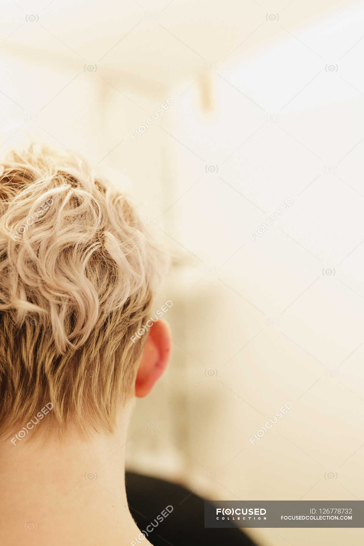 Woman With Short Wavy Blonde Hair Unrecognizable Person Copy