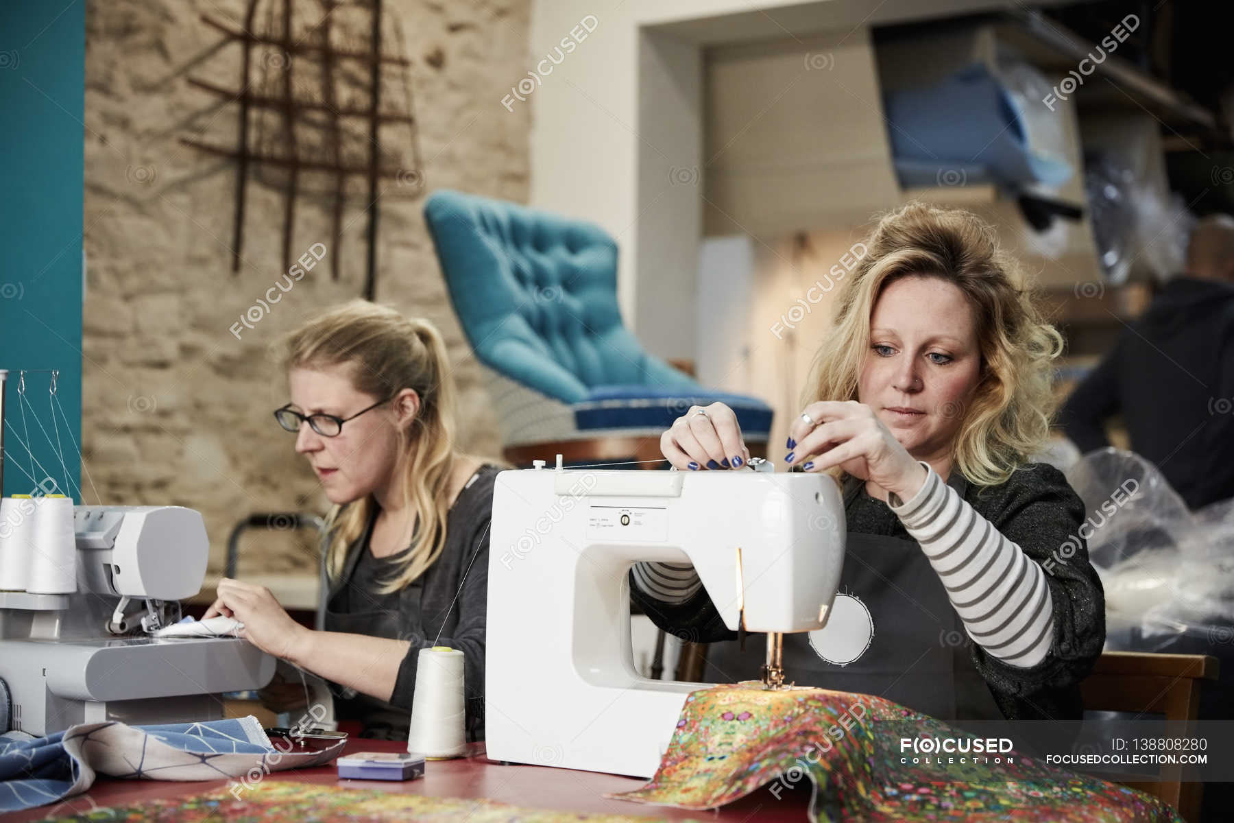 Women worked seated with sewing machines — Small Business, Expertise