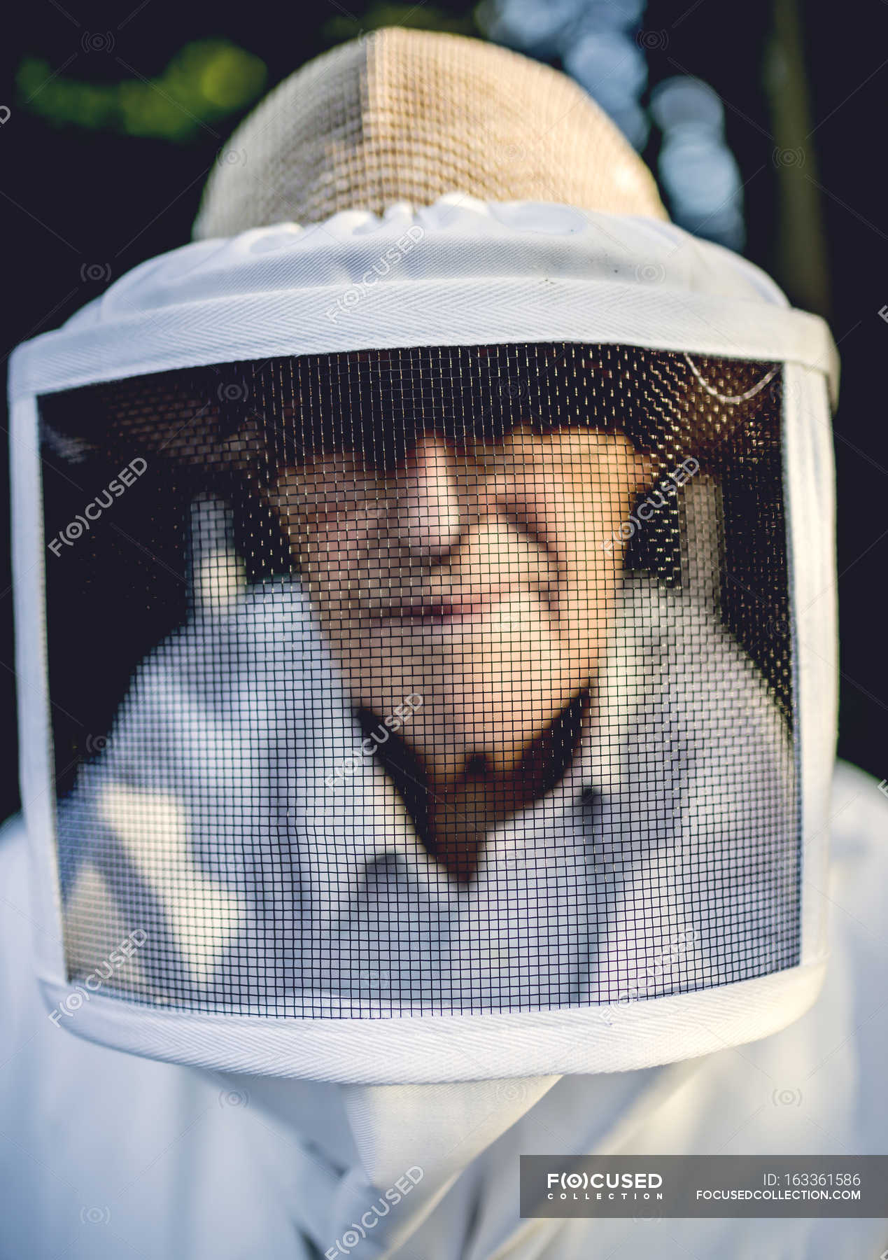 Beekeeper wearing veil. — camera focus, beekeeper suit - Stock Photo ...