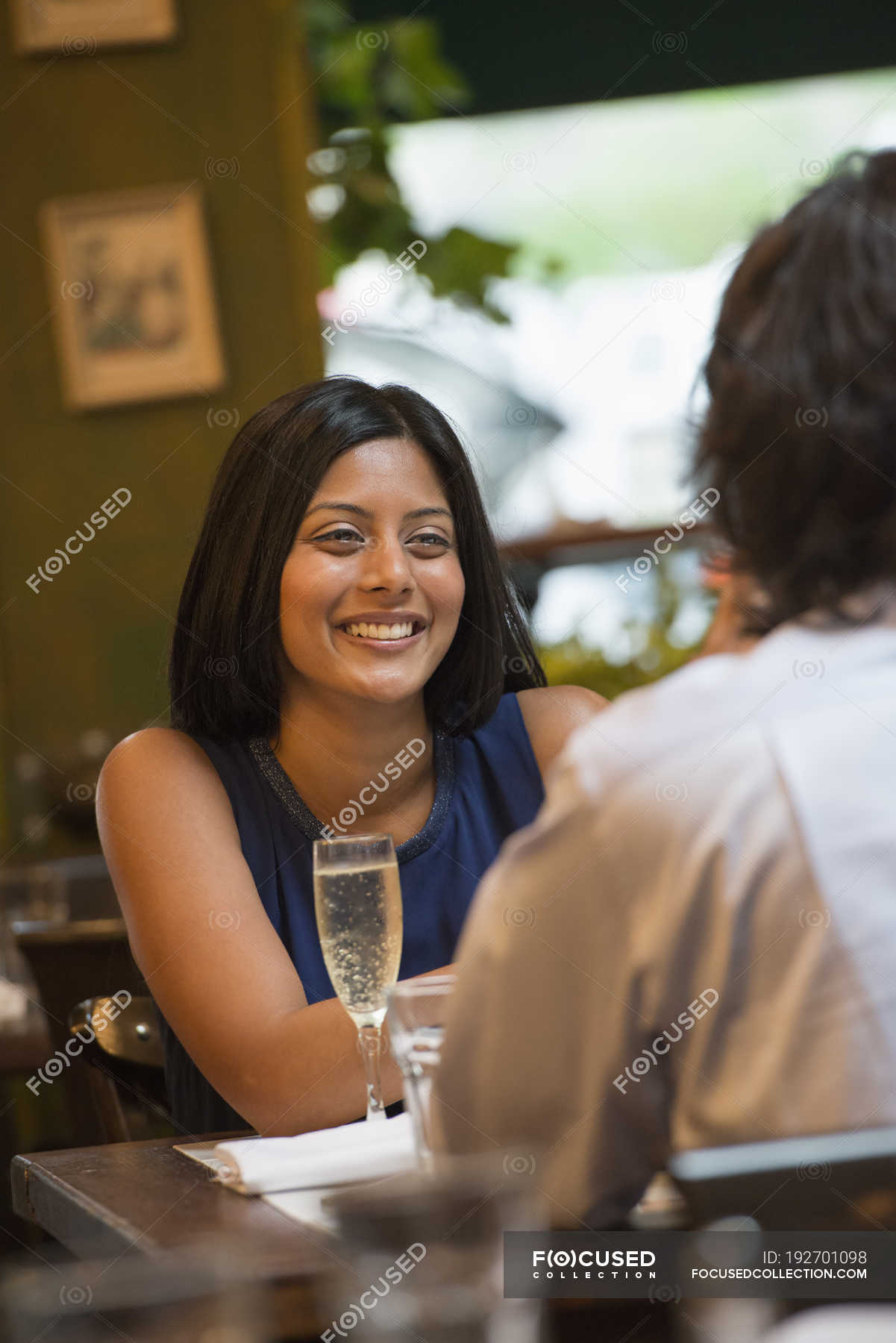 Couple Sitting At Cafe Table Smiling And Looking At Each Other — Mature Man Style Stock 