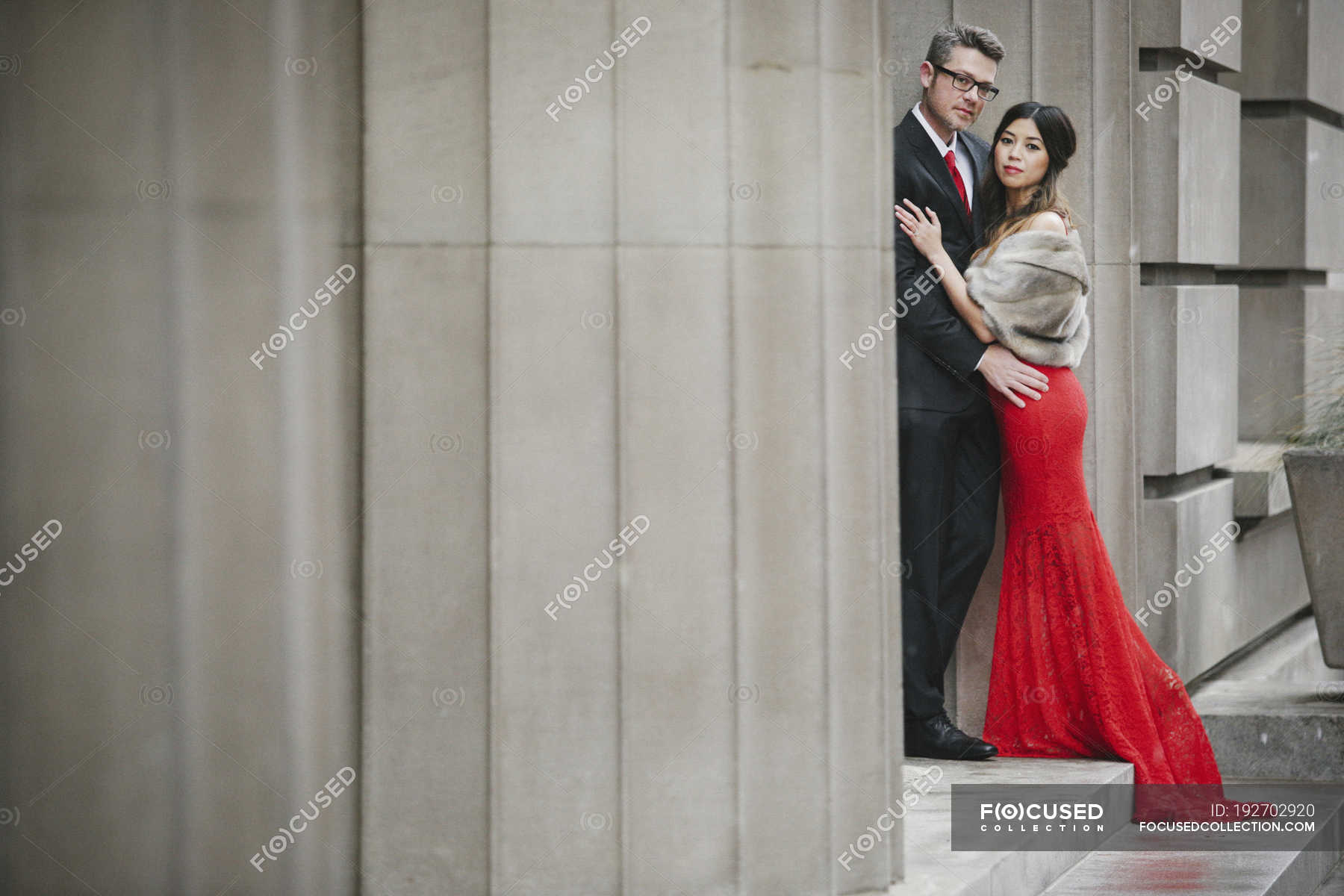 red evening coat