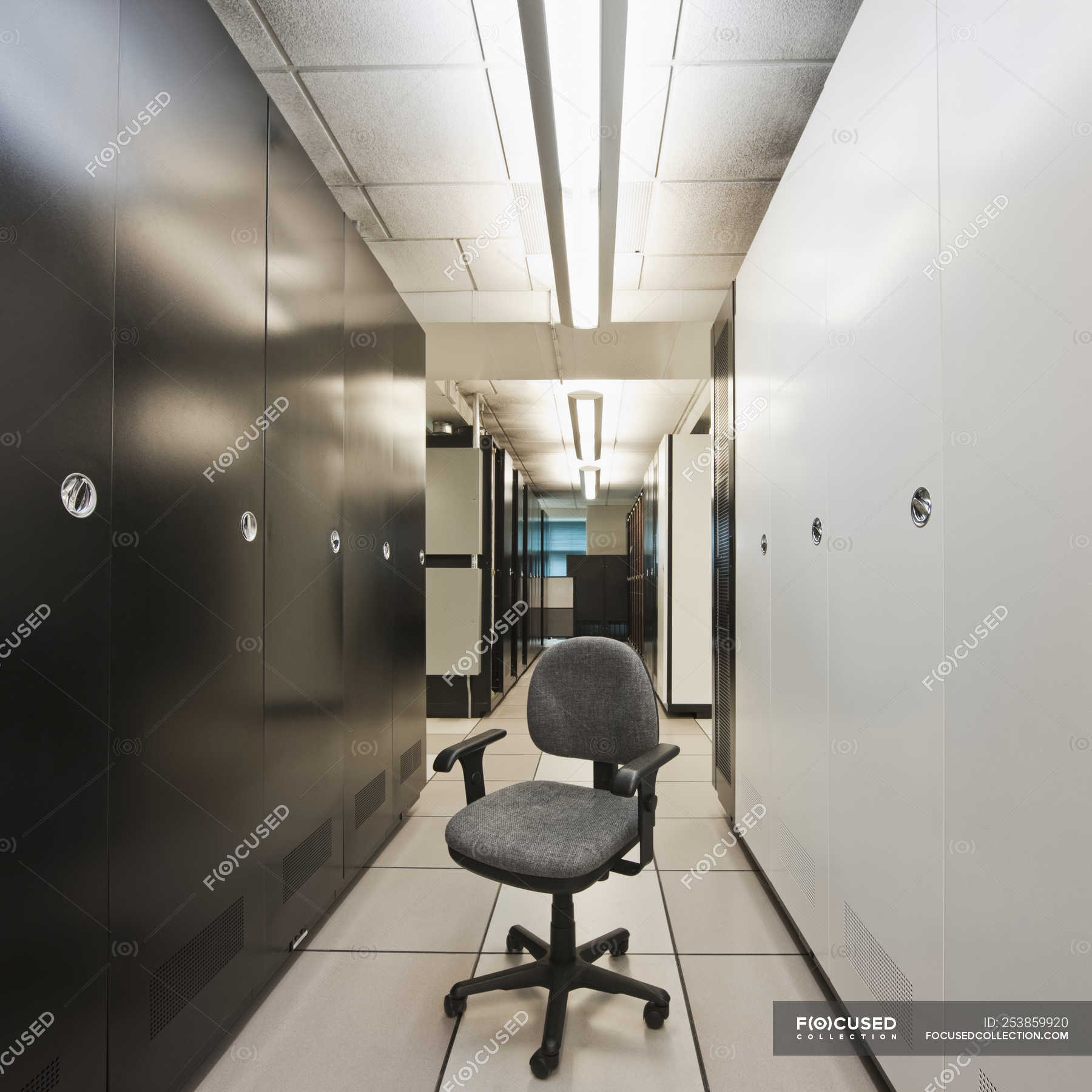 Desk Chair In Server Room In Seattle Washington Usa Copy Space