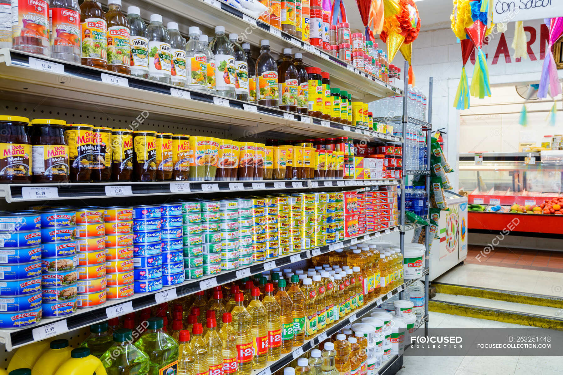 Food On Shelves Of Grocery Store Usa Variation Stock Photo