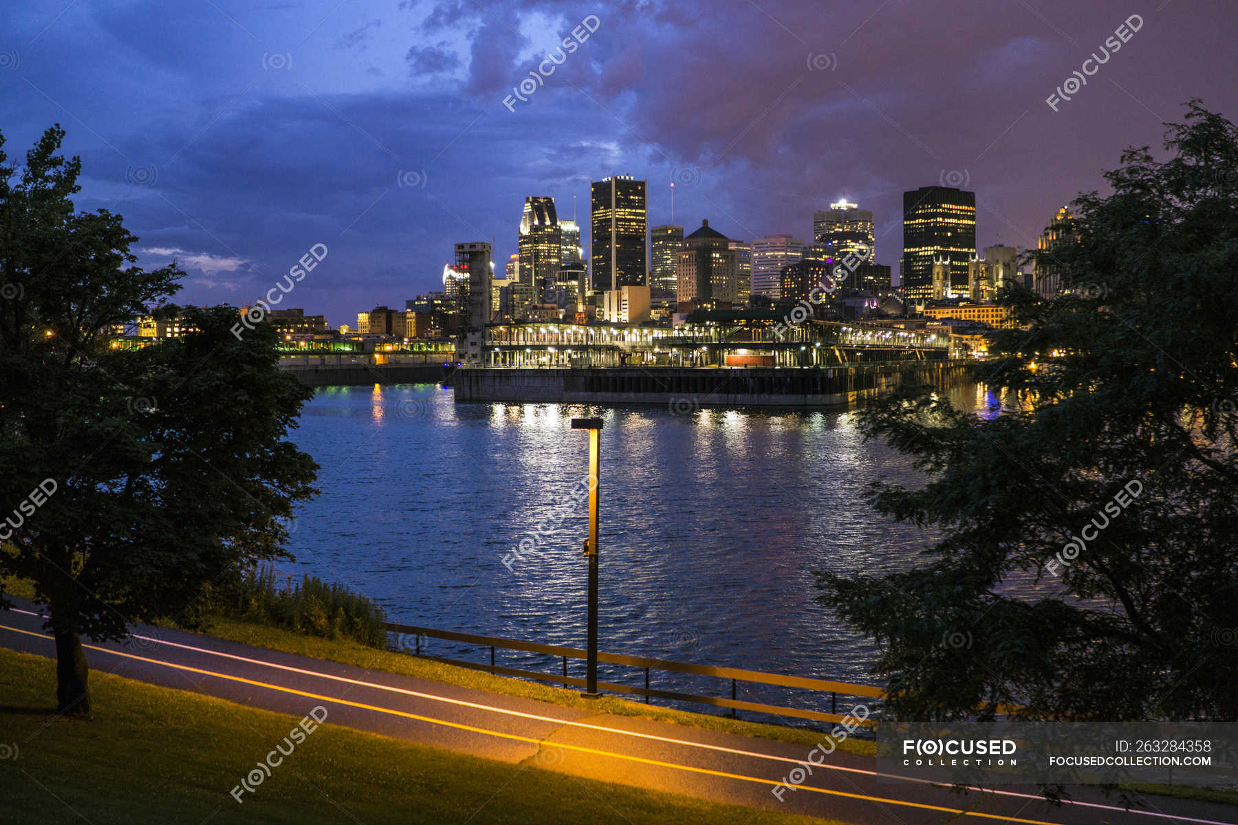 High rise buildings on Montreal waterfront, Quebec, Canada — travel