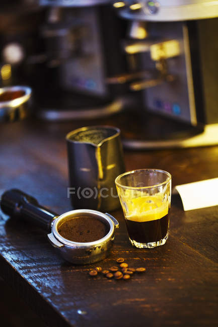 Coffee machine grounds holder — Stock Photo