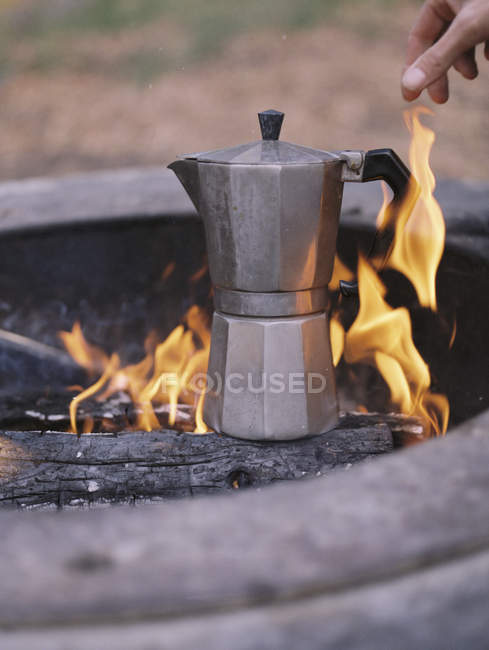 Espresso maker over the fire. — Stock Photo