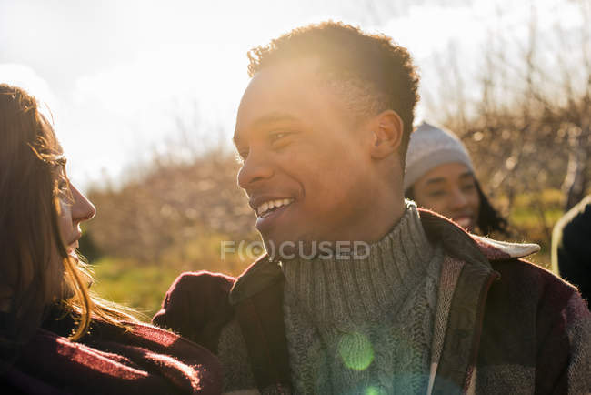 Friends outdoors on a winter walk — Stock Photo