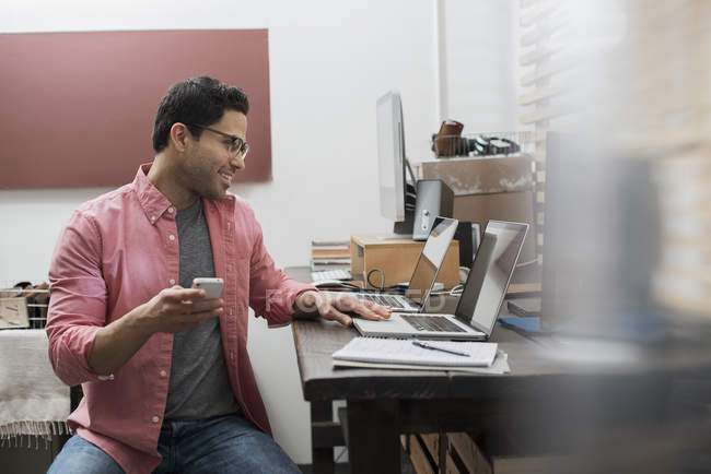 Man in a home office — Stock Photo