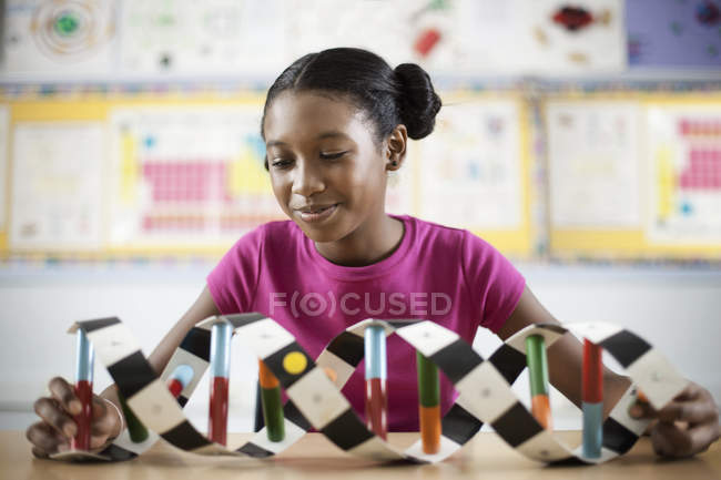 Girl in a science class — Stock Photo