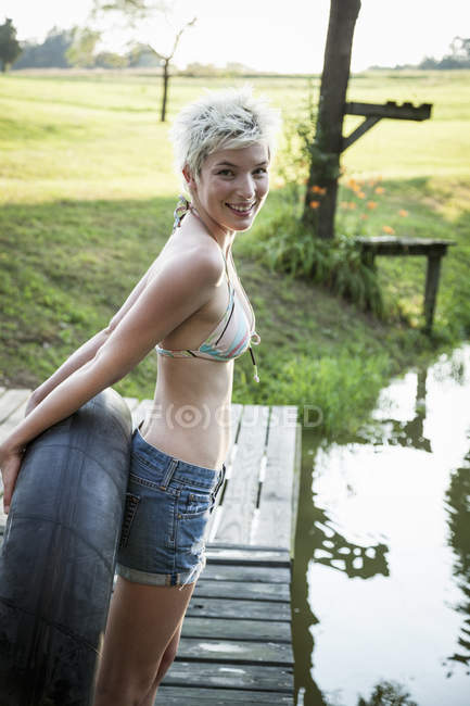 Young blonde haired woman — Stock Photo