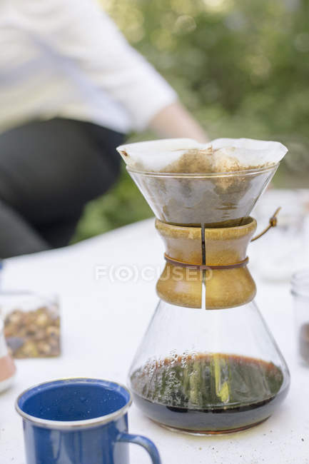 Стекло кофеварка — стоковое фото