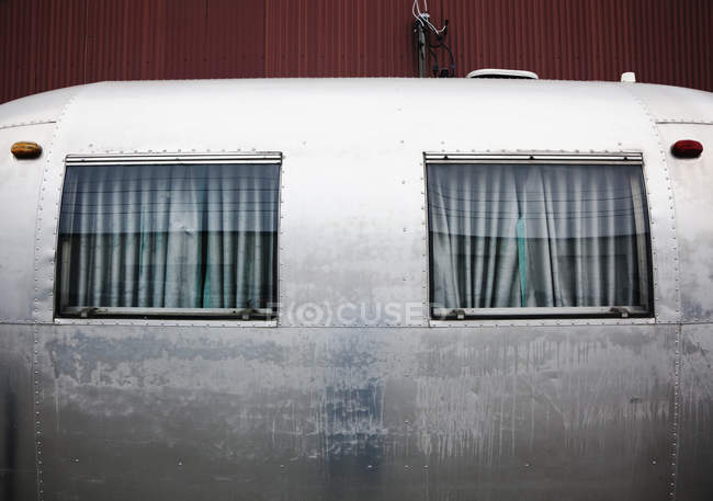 Side of an aluminum trailer — Stock Photo