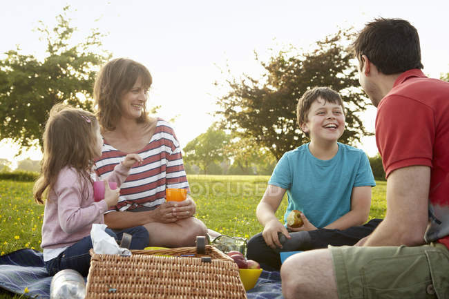 Family, two parents and two children — Stock Photo