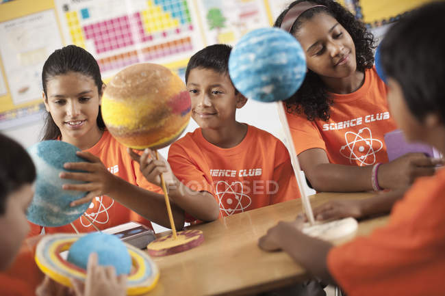 Girls and boys in Science Club — Stock Photo