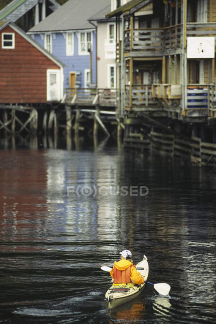 Man in a kayak in the creek — Stock Photo
