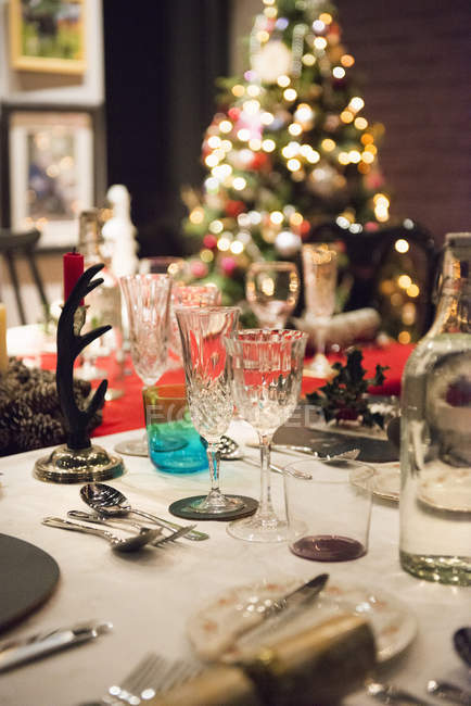 Table laid for a Christmas meal — Stock Photo
