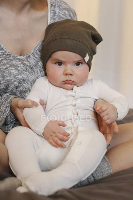 Little cute serious infant boy — Stock Photo