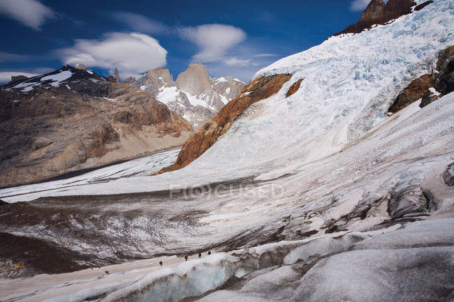 Bergsteiger auf dem Gletscher in los glaciares — Stockfoto