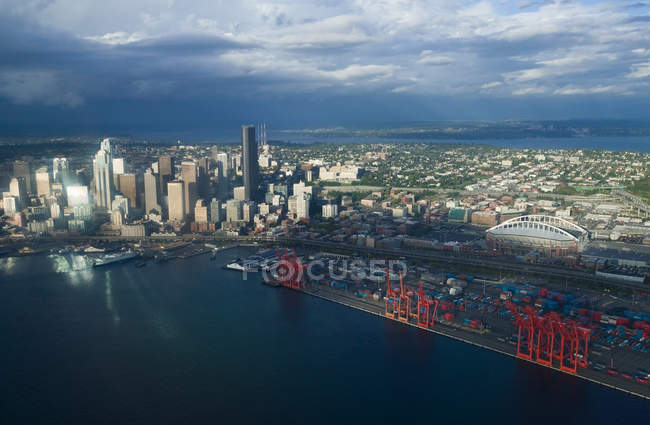 Aerial view of Elliott Bay — Stock Photo
