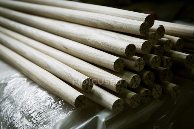 Smooth wooden poles — Stock Photo