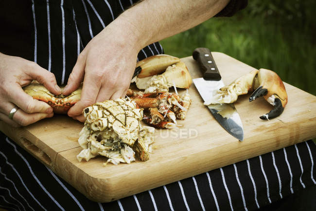 Chef preparing a crab. — Stock Photo