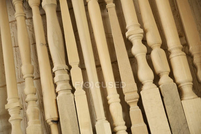 Turned wooden furniture legs — Stock Photo