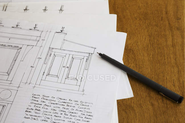 Design drawings for a cabinet — Stock Photo