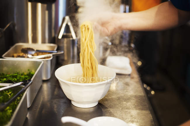 Ramen noodle shop kitchen. — Stock Photo