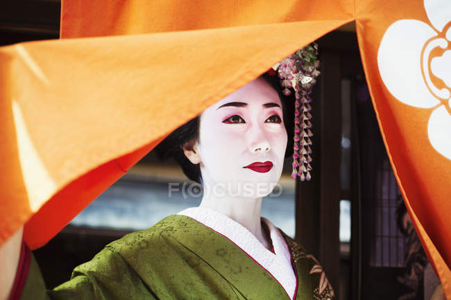Mulher vestida no estilo gueixa traedicional — Fotografia de Stock