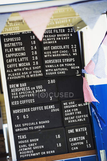 Coffee shop menu — Stock Photo