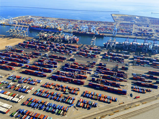 Vista aerea del porto container — Foto stock