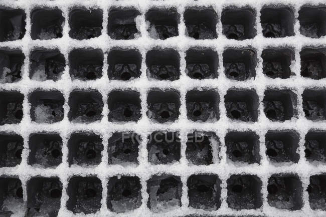 Металлическая сетка покрытая льдом — стоковое фото