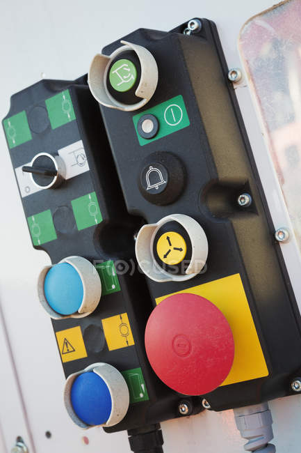 Electrical switch at recycling centre — Stock Photo