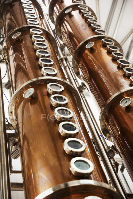 Tall copper distillery chambers — Stock Photo