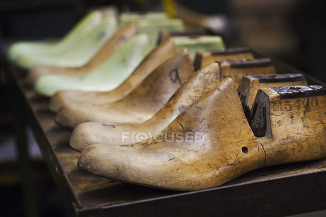 Various wooden shoe forms — Stock Photo