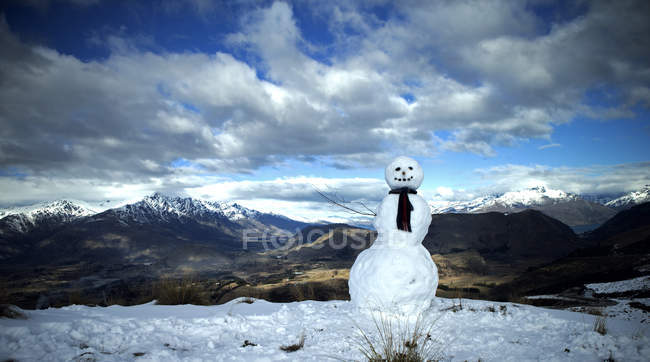 Bonhomme de neige portant une écharpe — Photo de stock