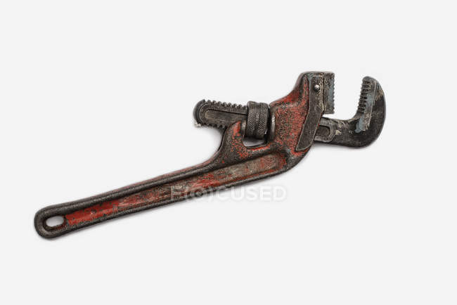 Worn and well used mole wrench on white background — Stock Photo