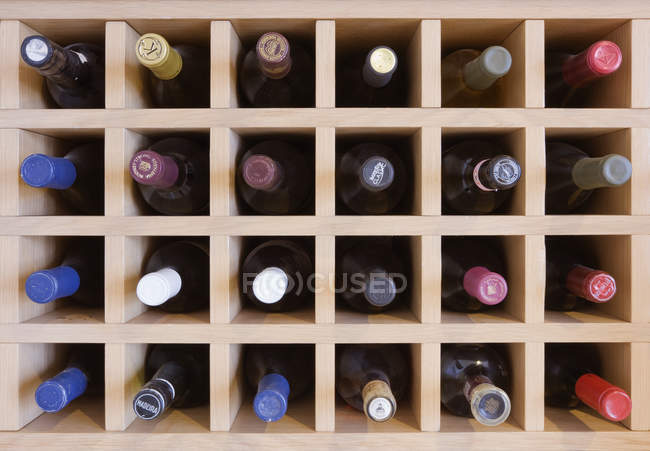 Close-up de rack de vinho em Dallas, Texas, EUA — Fotografia de Stock