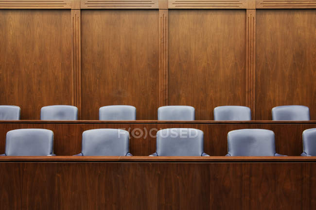 Порожній місць журі в залі суду в Далласі, штат Техас, США — стокове фото