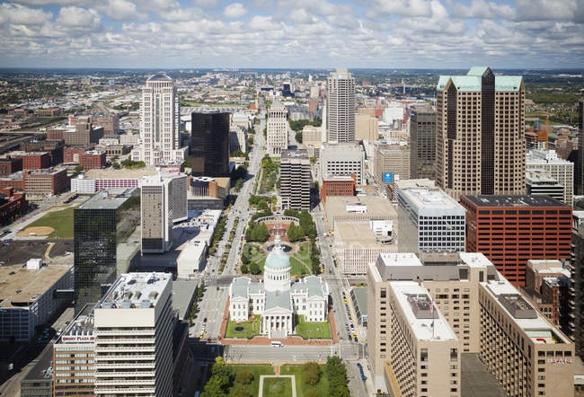 Aerial view of downtown of St Louis city, Missouri, USA — Stock Photo