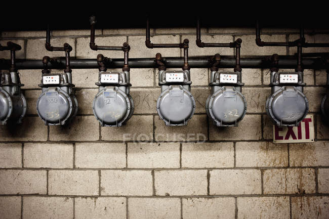 Utility meters on building in California, USA — Stock Photo