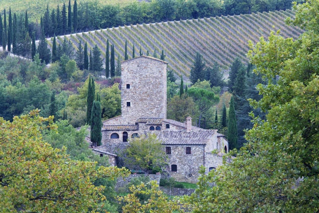 Casa rural de piedra cerca de Montefioralle en Italia, Europa — Stock Photo