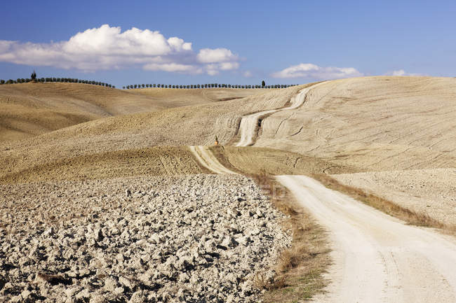 Chemin de terre en Toscane campagne de l'Italie, Europe — Photo de stock