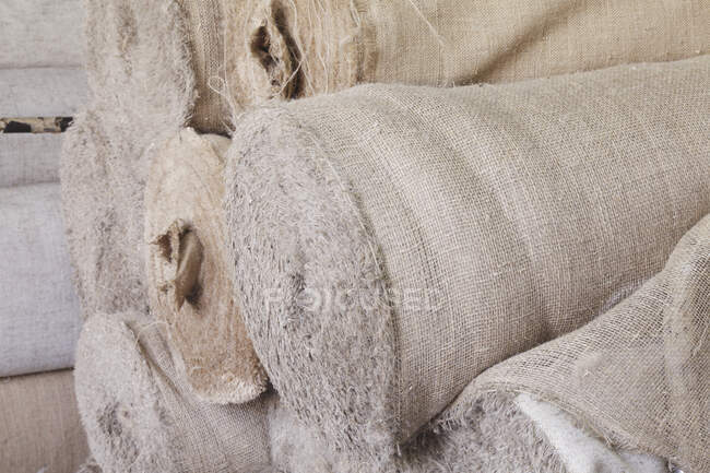 Rolls of Flax Canvas, Close-up view — Stock Photo