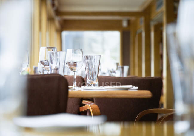 Table with Glasses, close-up view, selective focus — Stock Photo