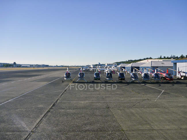 Row of helicopters in Seattle, Washington, USA — Stock Photo