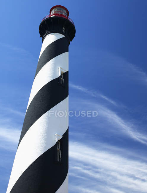 Black and white lighthouse against blue sky, St Augustine, Florida, USA — Stock Photo