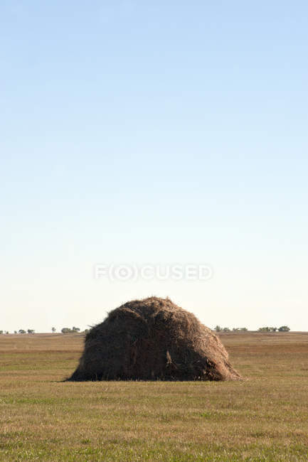 Large hay stack in countryside field — Stock Photo