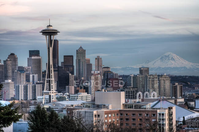 High rise buildings in Seattle city skyline, Washington, United States — Stock Photo