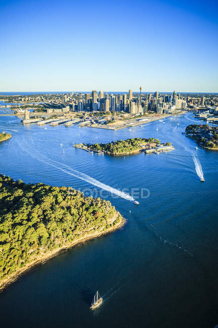 Vue aérienne du paysage urbain de Sydney, Sydney, Nouvelle-Galles du Sud, Australie — Photo de stock